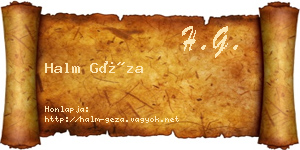 Halm Géza névjegykártya