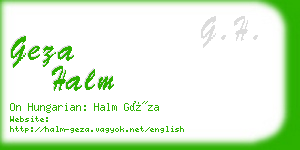 geza halm business card
